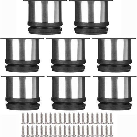 Selected Lot de 8 Pieds de Meubles, Pied Cuisine Réglables Ø 50 mm/Hauteur 50 mm Ronds Métal Acier Inoxydable Canapé Jambe Table Pieds-LIAIKI (1/5)