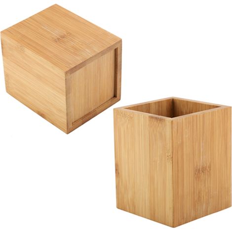 Porte-crayons en bambou pour bureau, école, rangement de crayons, fournitures de bureau (1/5)