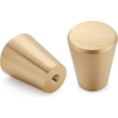 Tiradores de latón cepillado para muebles, tiradores dorados para cajones de cómoda, para armarios, alacenas, baño y cocina, juego de 2 (cono) (1/5)