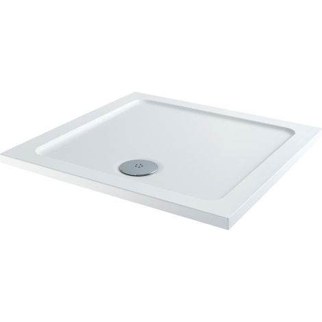 Hudson Reed – Receveur de douche carré 70x70 cm – Épaisseur 4,5 cm – Résine polymère acrylique – Finition blanche ultra-plate – Poids léger 30% inférieur (1/3)