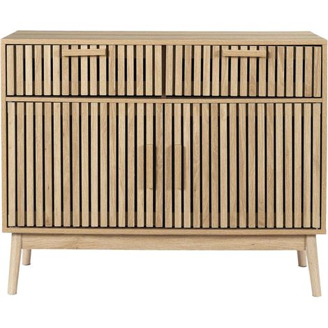 The Home Deco Factory – Buffet en bois claustra 100 cm – 2 tiroirs et 2 portes – Hauteur 80 cm – Profondeur 35 cm – Rangement élégant pour intérieur