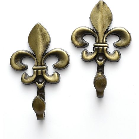 Set di 2 ganci da parete, ganci decorativi, ganci per tende, ganci per tende in metallo, per soggiorno, bagno, armadio, attaccapanni (ciano antico)
