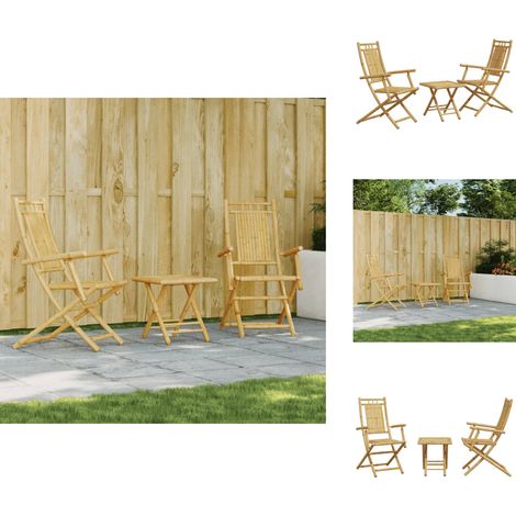Ensemble de bistro 3 pcs bambou - Meubles De Jardin - Salon De Jardin - Ensemble De Bistro - Mobilier Extérieur - Table Pliante (1/5)