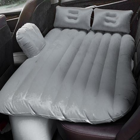 Matelas gonflable en PVC pour voiture, siège arrière, pour dormir en voyage ou en camping, avec pompe à air, couleur argent. (1/5)
