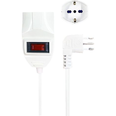 Prolunga Elettrica Lineare Con Interruttore 3M 3X0,75mm Spina Italiana 10A Presa Bipasso Schuko 10/16A Max 2300W