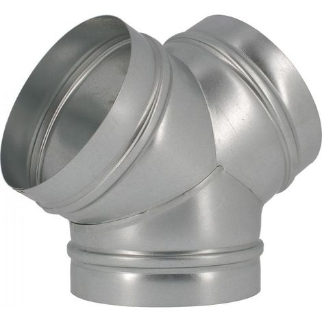 Vents – Raccord VMC en Y symétrique 80 mm – Acier galvanisé – Raccordement 3 tuyaux ronds à 120° – Pour air extrait et fourni