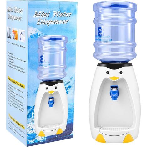 Fontaine à eau pingouin, mini fontaine à eau pingouin mignonne de 2,5 L avec seau intégré, permet de boire 8 verres d'eau. Idéale pour la maison, le bureau, les étudiants ou comme cadeau pour une cham (1/5)