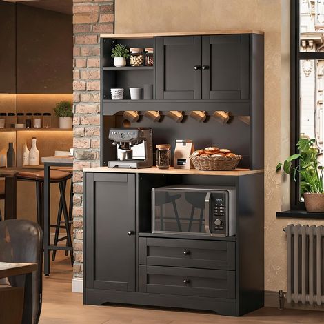 Buffet coloris noir en MDF 100 x 40 x 163 cm (1/5)
