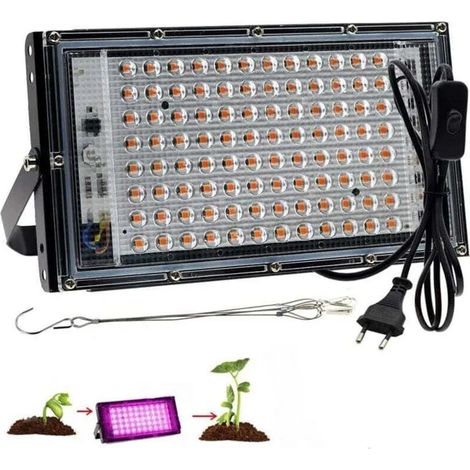 Lumière de croissance des plantes à LED - 100W - Spectre complet - Étanche - Installation verticale (1/4)