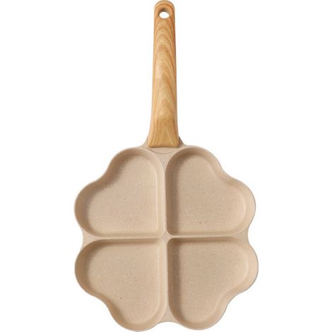 Sartén para tortillas con forma de corazón de 4 agujeros, antiadherente, portátil y fácil de limpiar, perfecta para tortillas, sándwiches y tartas de menta.