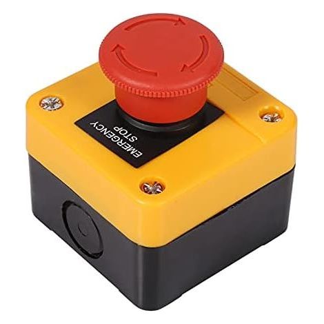 Bouton-poussoir d'arrêt d'urgence, interrupteur à bouton-poussoir 660V 10A interrupteur d'arrêt instantané boîtier en plastique bouton-poussoir d'arrêt d'urgence champignon rouge (1/5)