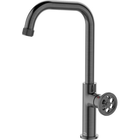 Rubinetto per lavabo da appoggio Laveo Gray MURO con bocca a L