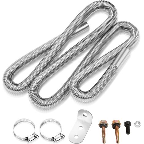 SWANEW 300cm Tubo di scarico flessibile con silenziatore φ25mm per riscaldamento a gasolio - Set con fascette in acciaio inox (1/5)