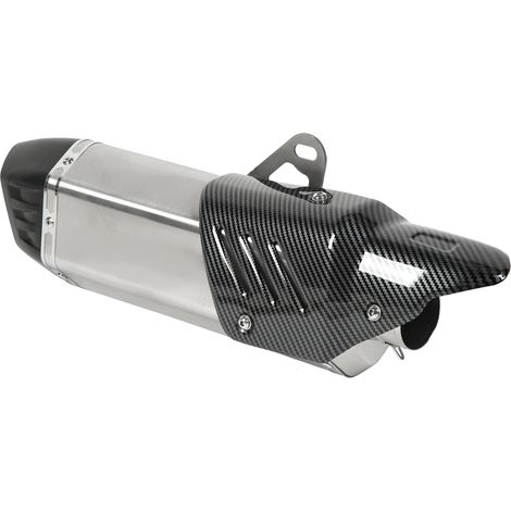 Embout d'échappement moto en acier inoxydable 304 avec couvercle fibre de carbone, universel 38-51mm, argenté (1/5)