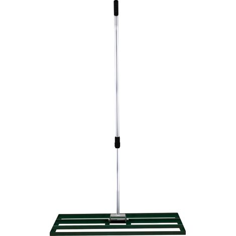 Rastrillo de Nivelación Nivelador de Césped de Jardín 100x32cm, Herramienta Niveladora Rascador de Cesped de Acero Galvanizado+Aluminio para Golf Paisajismo Tierra Hierba Asa Extensible 1.2-1.9m,Verde (1/5)