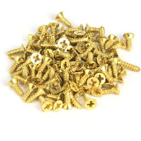 Vis à tôle autotaraudeuse antique tête plate en fer, 500g pour usages multiples (2x6mm, jaune) (1/5)