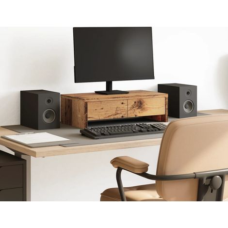 Monitorständer mit Schubladen Altholz-Optik 50x27x15 cm