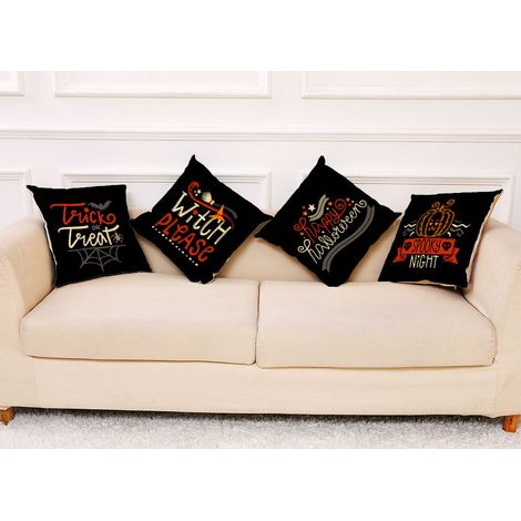 Sets Halloween-Sofakissen, Halloween-Leinenkissen mit Buchstabenmotiven, bedruckte Kissen der Halloween-Serie, Sofakissenbezüge (45x45 cm) (1/2)