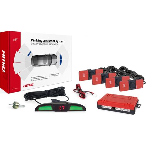 Kit de sensores de aparcamiento traseros LED COB, 4 sensores, negro, internos, 16,5 mm, amio-02285 (1/3)