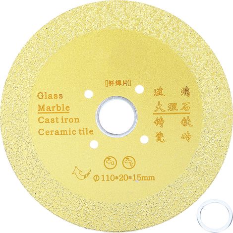 Disque diamanté 110 x 20 x 15mm pour coupe fonte, marbre, fibre de verre - Meule à tronçonner 15mm (1/5)