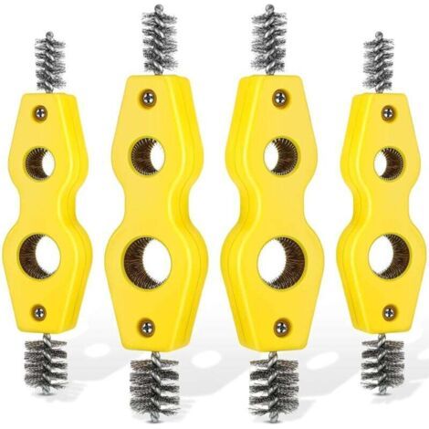 Lot de 4 brosses de nettoyage pour tuyaux en cuivre 4 en 1 Brosse pour tuyaux en cuivre Nettoie l'intérieur et l'extérieur Nettoyeur de filetage Outil de nettoyage de brosse de plombier pour inst (1/5)