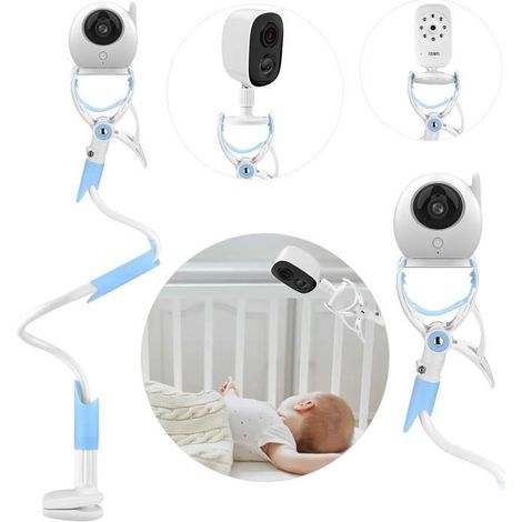 Support de Caméra Vidéo Bébé, Support de Moniteur Bébé Flexible Rotation à 360 ° Pliable, Bleu (1/4)