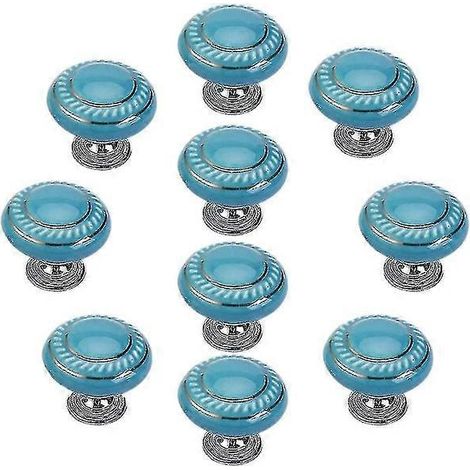 Lot de 10 boutons de porte ronds en céramique, style rétro simple, boutons de meuble vintage. (1/5)