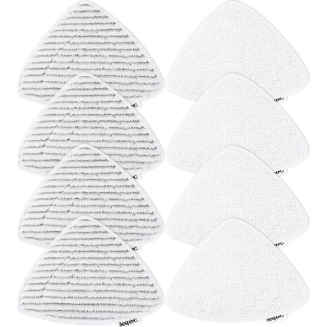 Lot de 8 têtes de balai de rechange pour balai vapeur Vileda et compatibles avec Viledas Steam Cleaner Plus, chiffons en microfibre lavables (4 gris + 4 blancs)