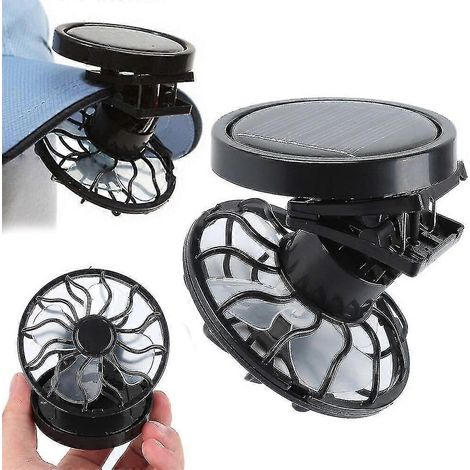 Ventilateur d'été portable mini solaire, ventilateur de refroidissement solaire, refroidisseur d'air, idéal pour le camping, la randonnée et la pêche, avec clip pour casquette. (1/4)