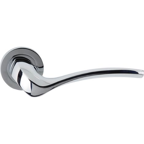 Manilla puerta zamak cromo brillo modelo 930 ondulada roseta redonda (1/5)