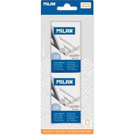 Blíster con 2 cajas de tizas blancas (10 unidades) Milan (1/4)