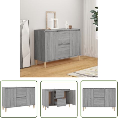The Living Store Buffet Sonoma gris 101x35x70 cm Bois d'ingénierie - Buffet - Meuble De Rangement - Armoire - Commode - Salon (1/5)