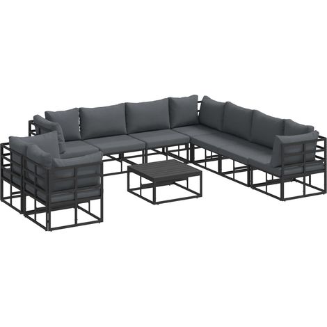 Maison Exclusive - Set Divano da Giardino con cuscino 10 pcs Nero Alluminio