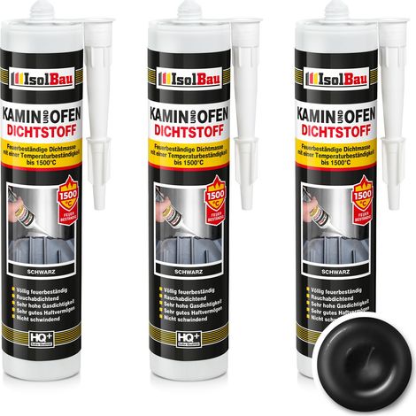 IsolBau Camino Silicone 1500°C Kamin Ofen Dichtstoff 3 x 300ml (1/5)