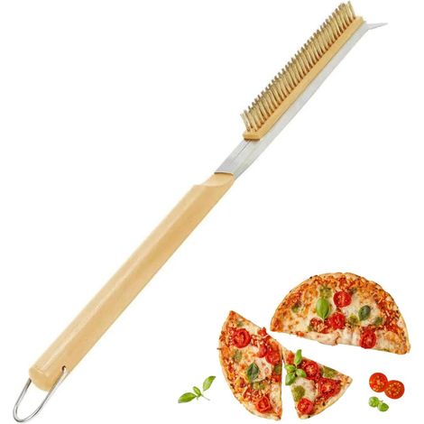 Brosse Pour Four À Pizza - 1 Unité - Laiton Et Bois - Racleur Intégré - Nettoyage Barbecue Et Pierre - 53 Cm (1/5)