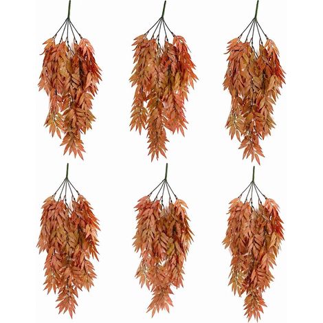 Pack of 6 x 75cm Artificial Trailing Foliage Plant Dusty Orange Hanging Faux Greenery - Premium Quality (1/5)
