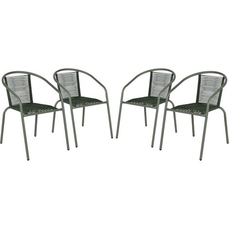sweeek - 4er-Set Gartensessel aus Stahl mit Kunststoff-Bespannung