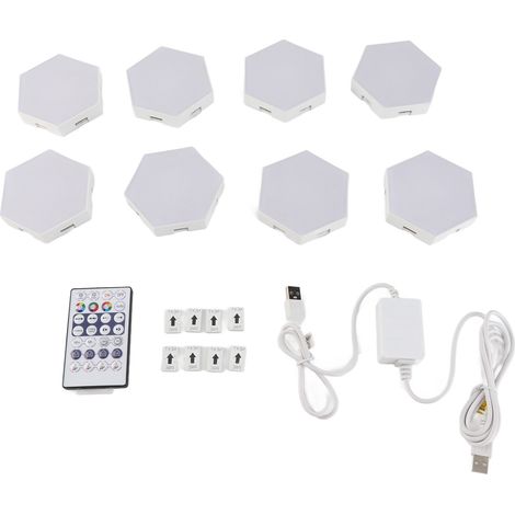 Applique murale hexagonale à LED avec télécommande, éclairage décoratif d'intérieur, idéal pour un salon ou une salle de jeux. (1/5)