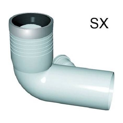 CURVA WC PROLUNGATA 1 ATTACCO CON GUARNIZIONE E TAPPO Misura: D. 110-116-50 SX