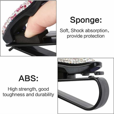 Set di 4 supporti per occhiali da sole da aletta parasole per auto: fissaggio flessibile, compatibile con tutti i veicoli, nero opaco.
