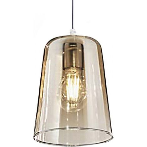 Sospensione top light shaded 1164cr s1 e27 led vetro colorato lampada soffitto moderna, colore ambra