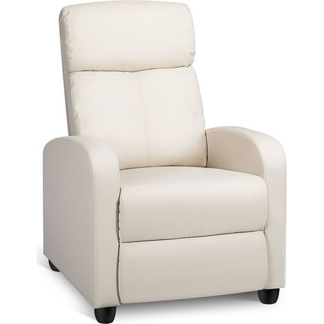 Homevive Sillón Relax Silla Relax Sillón Reclinable Butaca Salón Reclinable Silla Grande con 3 Posiciones Silla Relax Ajustable Sillon Tapizado Beige/Cuero PU