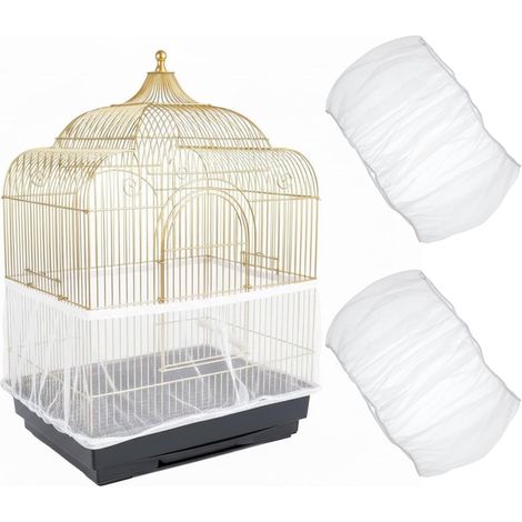 2pcs Filet en Nylon Ventilé,Housse de Protection en Maille,(Blanc) Filet de Protection de Graines Perruches pour Cage à Oiseaux Housse étanche à la Poussière,Récupère Les Graines (1/5)