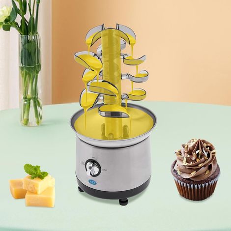 Fontaine de chocolat de classe 4, fontaine de chocolat de 190 Watts, fonction de fonte, base de chocolat en acier inoxydable, fonction d'écoulement et fonction d'isolation, 1,2 litre