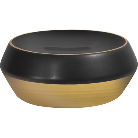 Porte-Savon en Grès, Dimensions 12 x 5 cm, Accessoire de Salle de Bain, Design Moderne et Pratique pour Un Rangement Optimal, Or Mat (1/3)