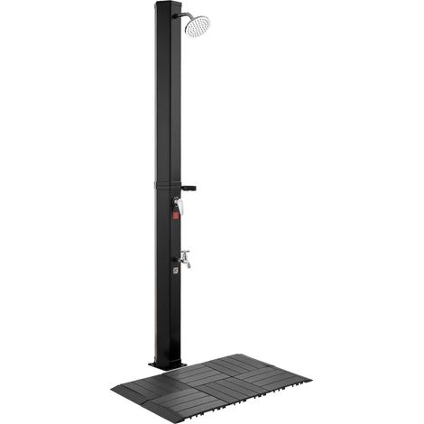Douche Solaire 35 L Douche Extérieur Solaire Autoportante pour Jardin Piscine Plage, Hauteur Pommeau 1,95 m, avec Robinet Lavage des Pieds, Kit Plancher, Réglage de l'eau Chaude et Froide, Noir (1/5)