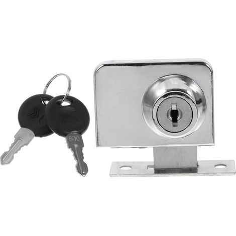 Serrure Antivol pour Armoire Vitrée à Double Porte, sans Perçage Alliage de Zinc Argenté, pour Vitrines et Portes de Bureau, Verre 5 à 8mm, Patins de Montage Inclus (1/4)