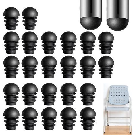 24 embouts ronds pour pieds de chaise, protections pour pieds de meubles, diamètre extérieur 16 mm, adaptés aux pieds de meubles de 1,6 cm (noir)