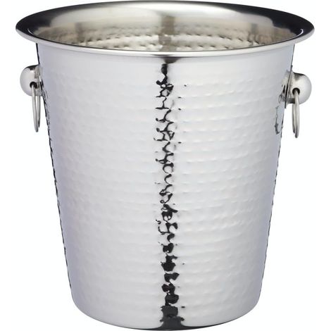 Seau à Champagne , Porte-Bouteille de Vin en Acier Inoxydable avec Finition Martelée, Capacité de 4 Litres, 21 X 20,5 X 21 cm, 1 Pièce (1/5)