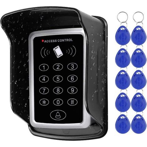 1 Clavier contrôle accès, RFID 125 KHz, Métal noir, Étanche IP65, 1000 utilisateurs, Extérieur (1/5)